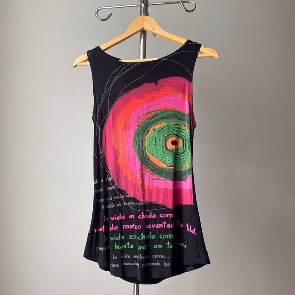 ☀️ Y2K Desigual Black Graphic T-Shirt – Size S - Picture 1 of 6